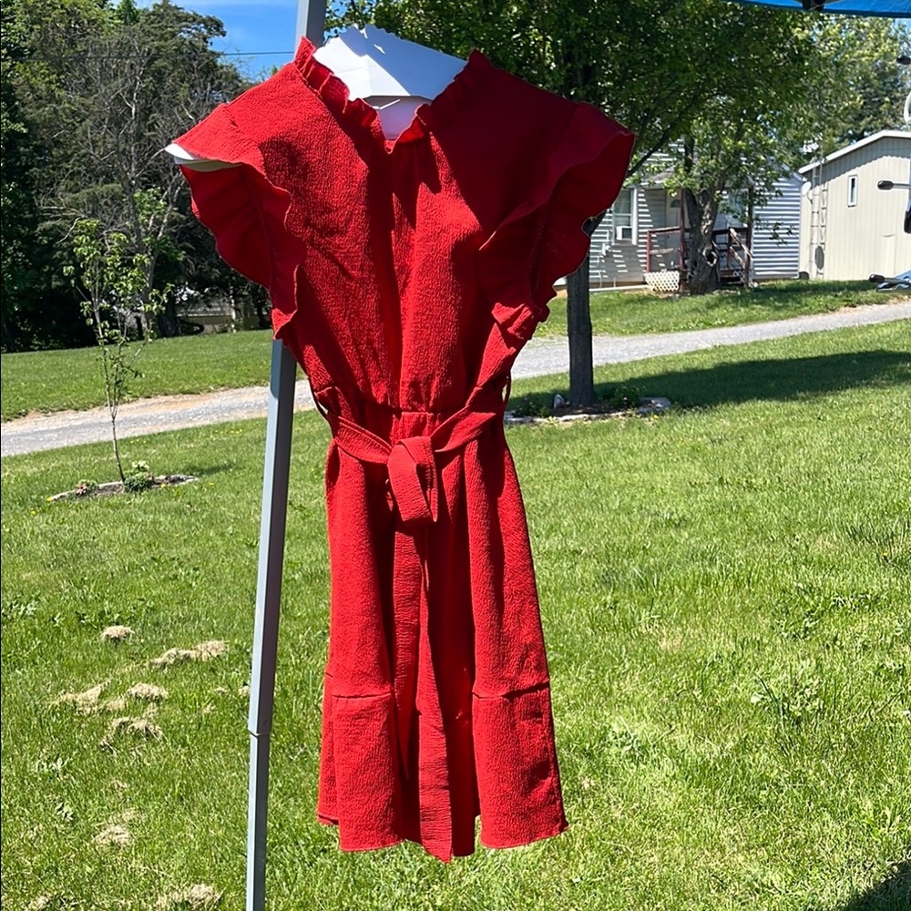 Red Ruffled Kids Dress